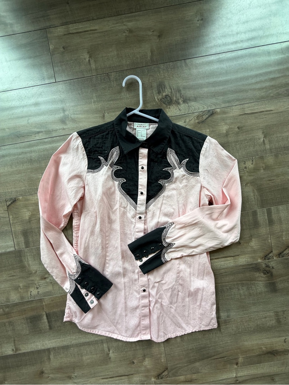 Ariat Pink and Black Western-Style Snap Shirt
